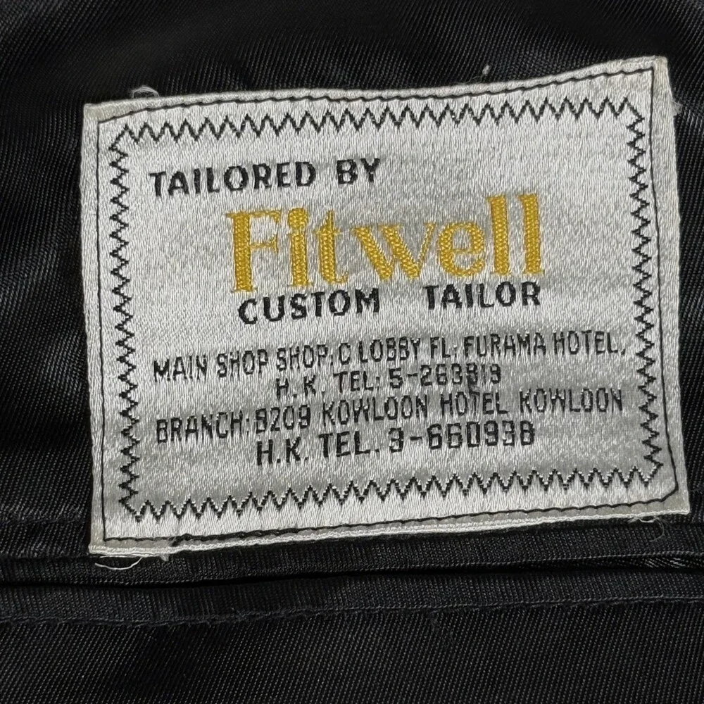 Fitwell Blazer Mens Medium Black Two Button Tailored Suit Jacket Hong Kong